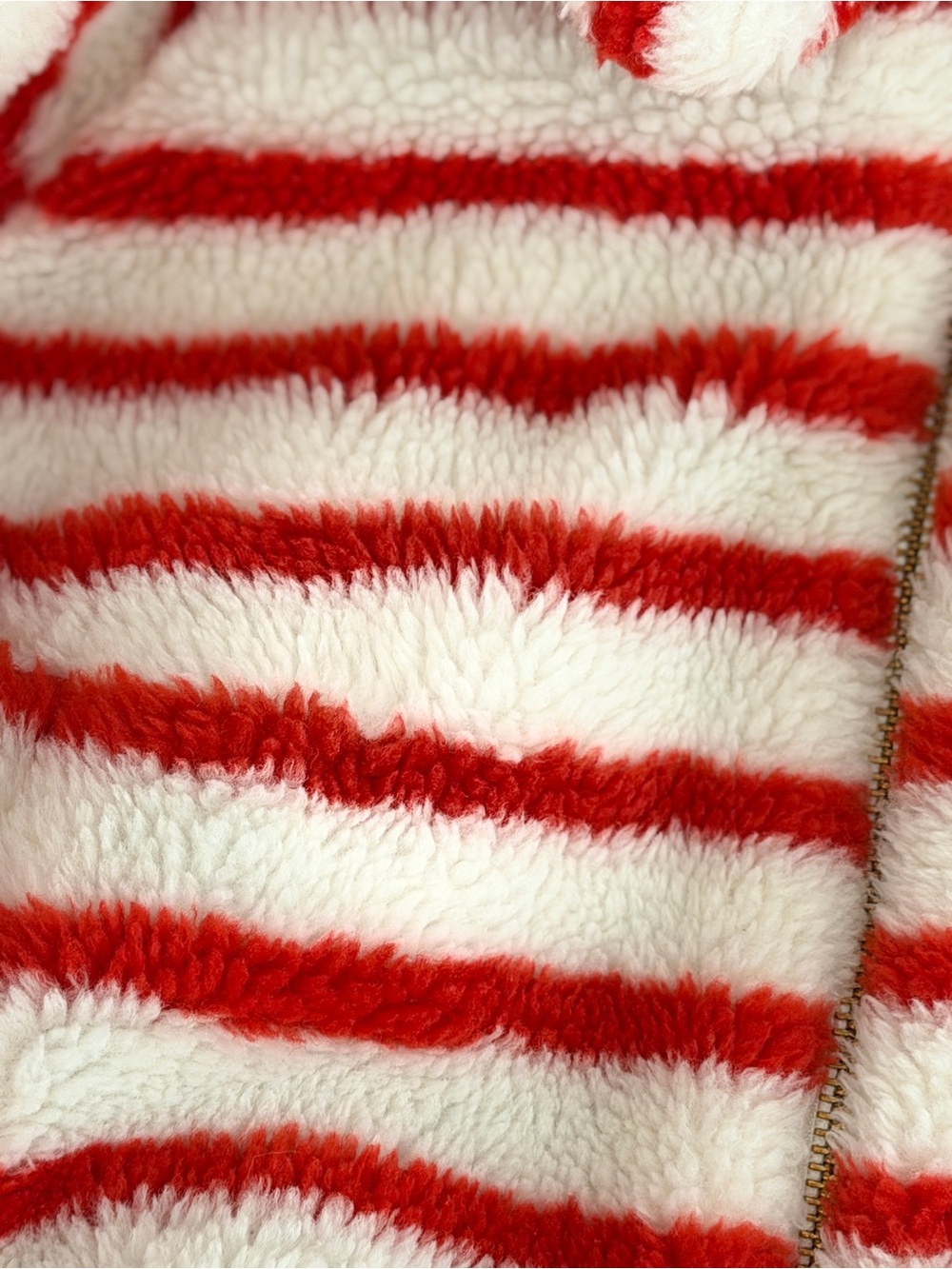 Mini Rodini Cozy Red & White Striped Fuzzy kids Sweater with Angry Cat Applique - Picture 3 of 5